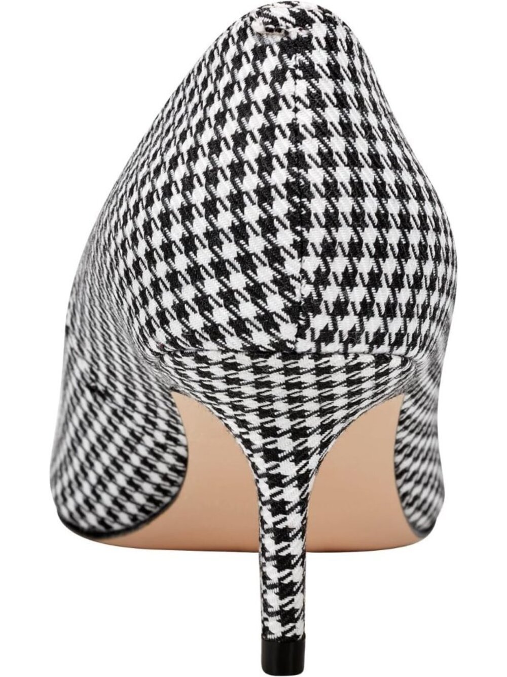Womens Black White Houndstooth Pointed Toe Alola Casual Pumps Pull On Heel Shoes - Picture 2 of 6
